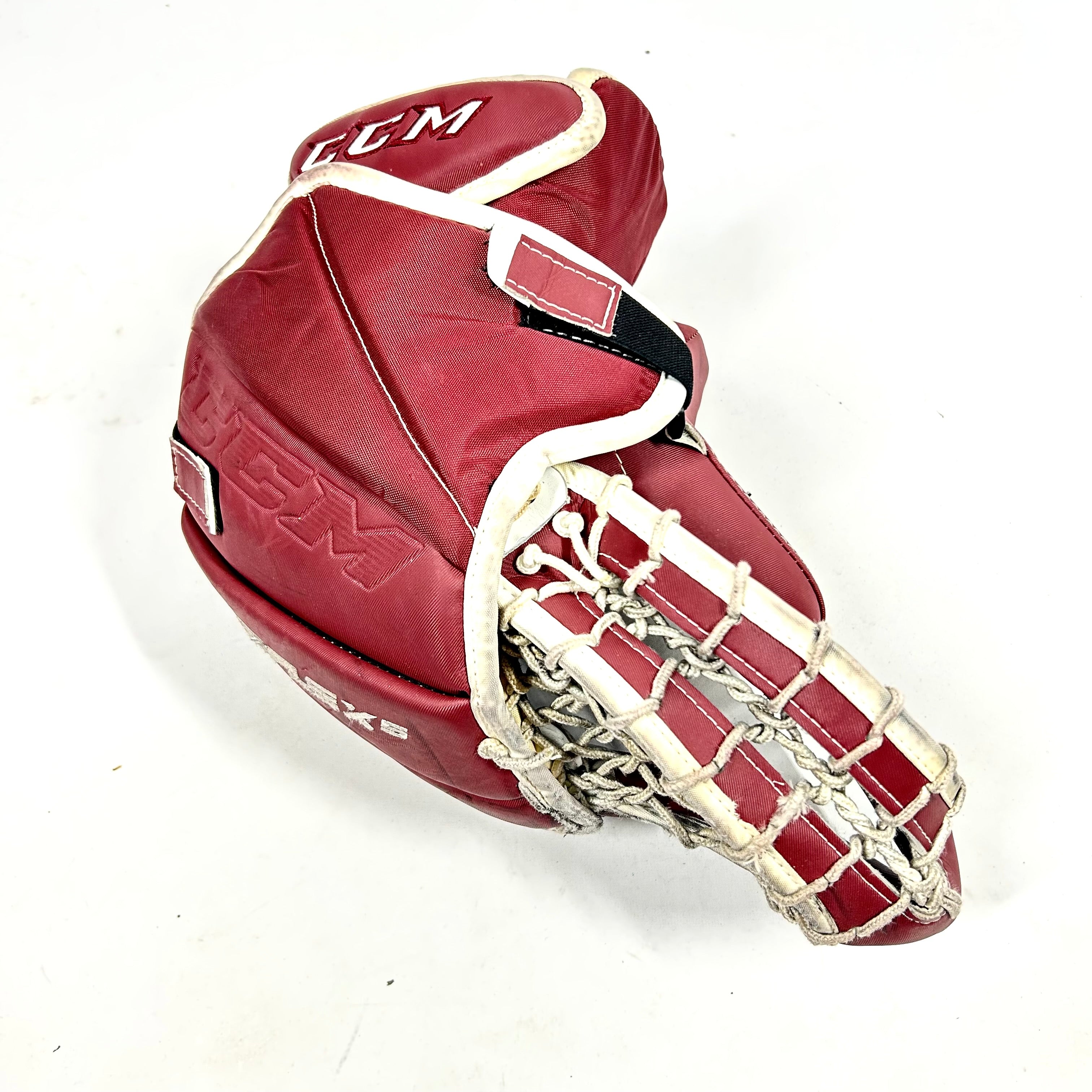 CCM Extreme Flex 5 - Used Full Right Pro Stock Goalie Glove (Maroon)